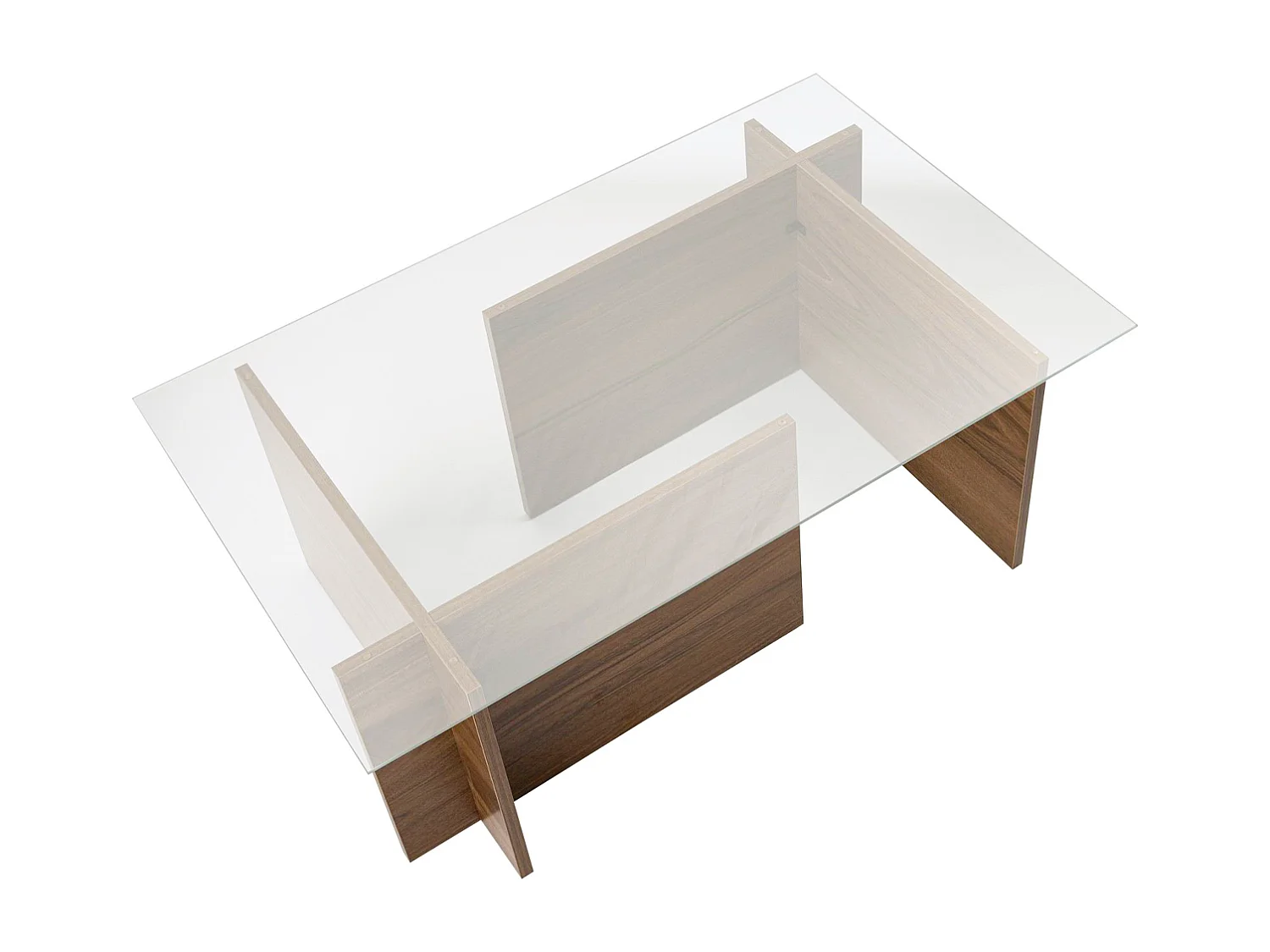 Table basse rectangulaire effet Noyer et verre 105 cm - Kael