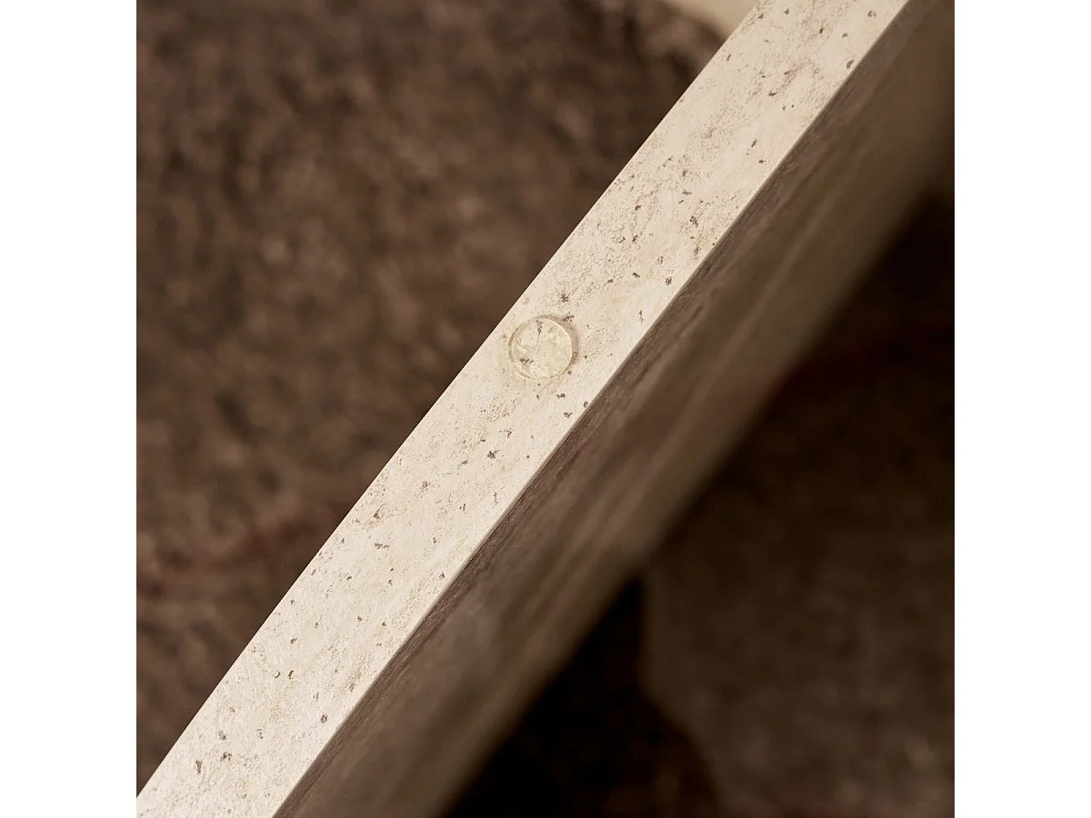 Table basse ronde effet Travertin et verre Ø75 cm - Eolia