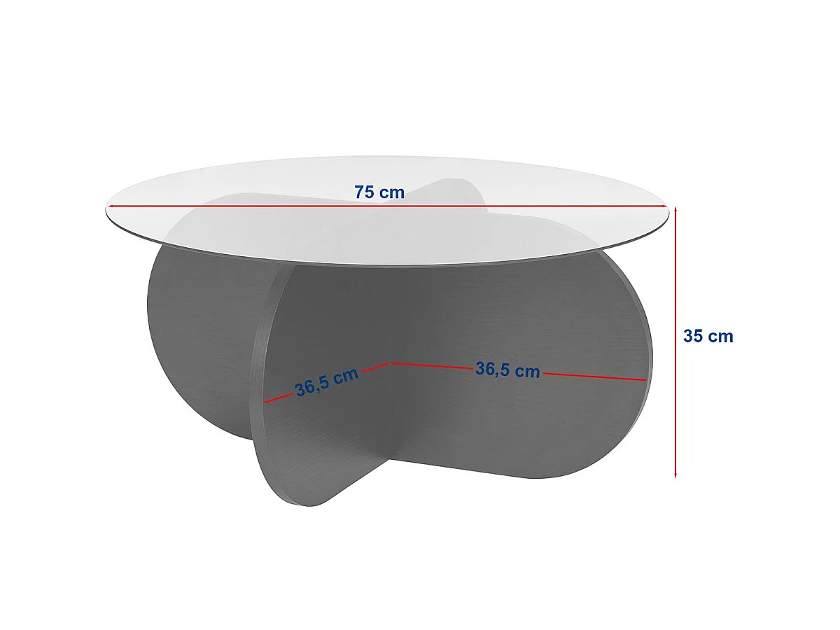 Table basse ronde effet Travertin et verre Ø75 cm - Eolia