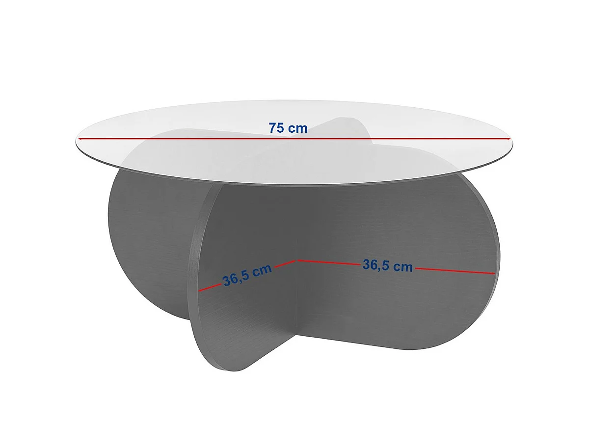 Table basse ronde effet Noyer et verre Ø75 cm - Eolia
