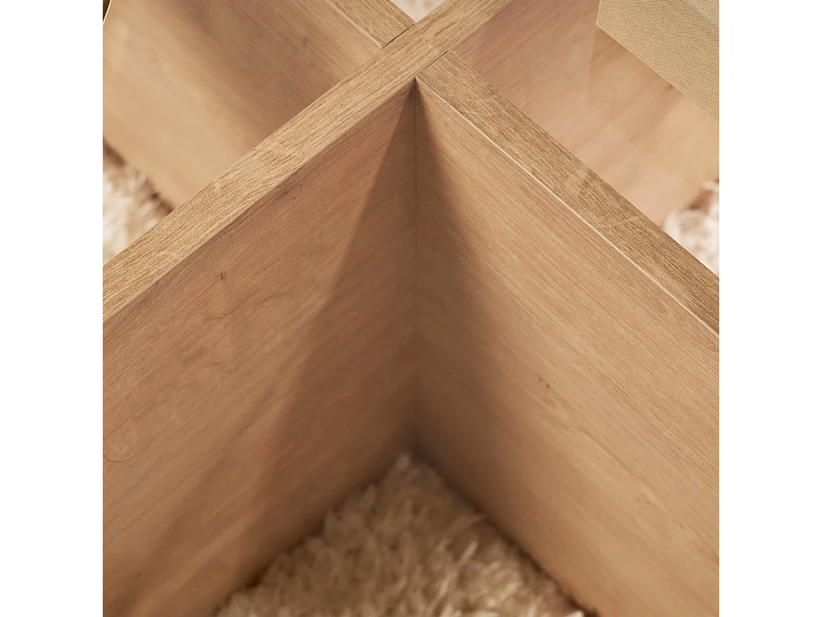 Table basse ronde effet Chêne clair et verre Ø75 cm - Eolia