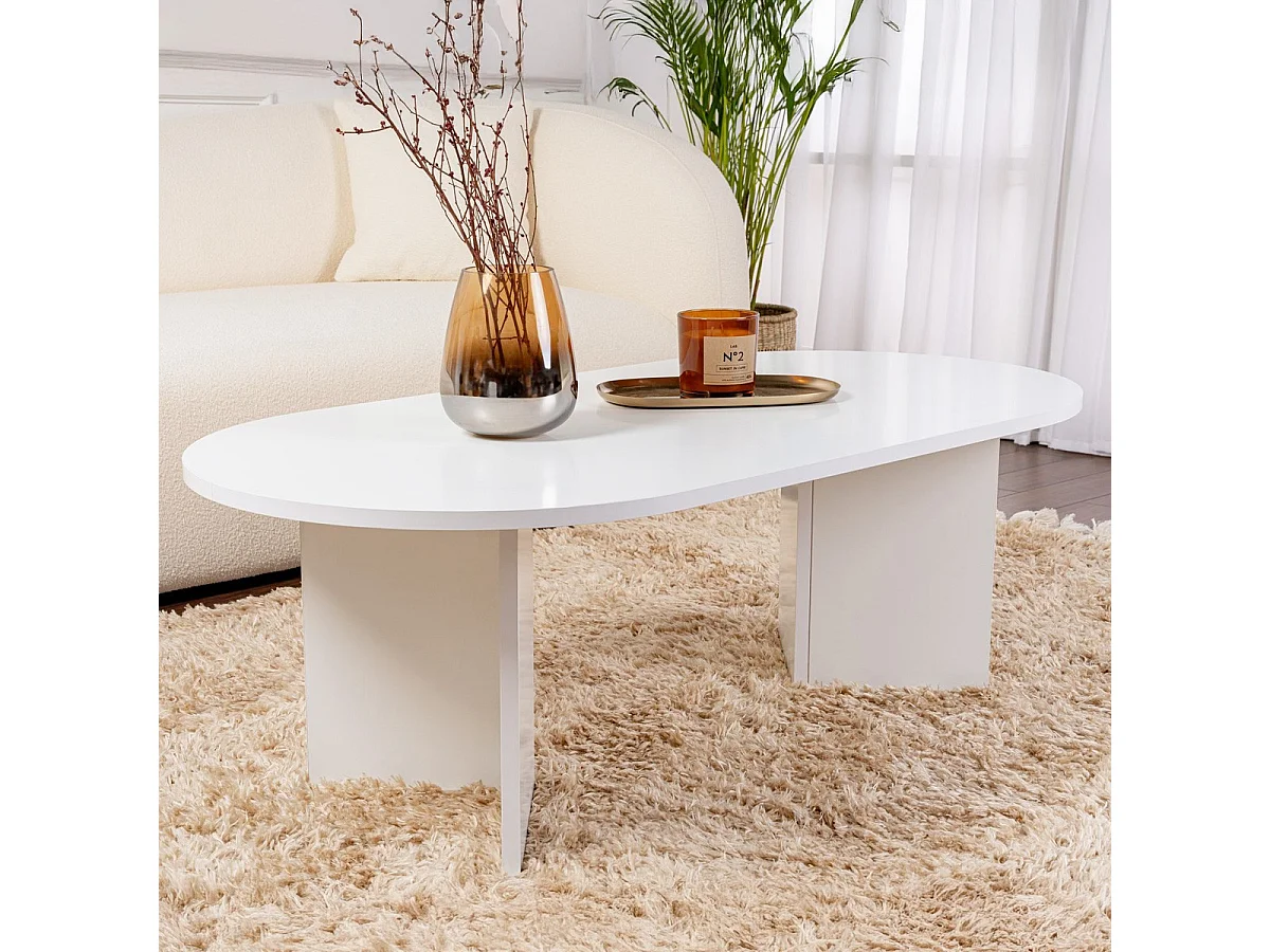 Table basse ovale blanche 119 cm - Orane