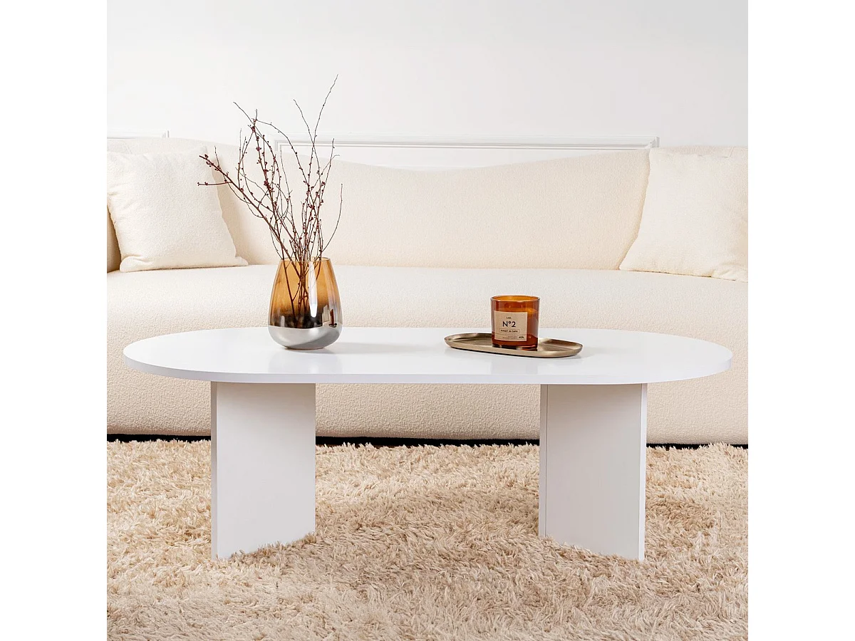 Table basse ovale blanche 119 cm - Orane
