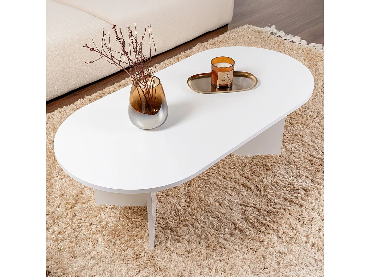 Table basse ovale blanche 119 cm - Orane