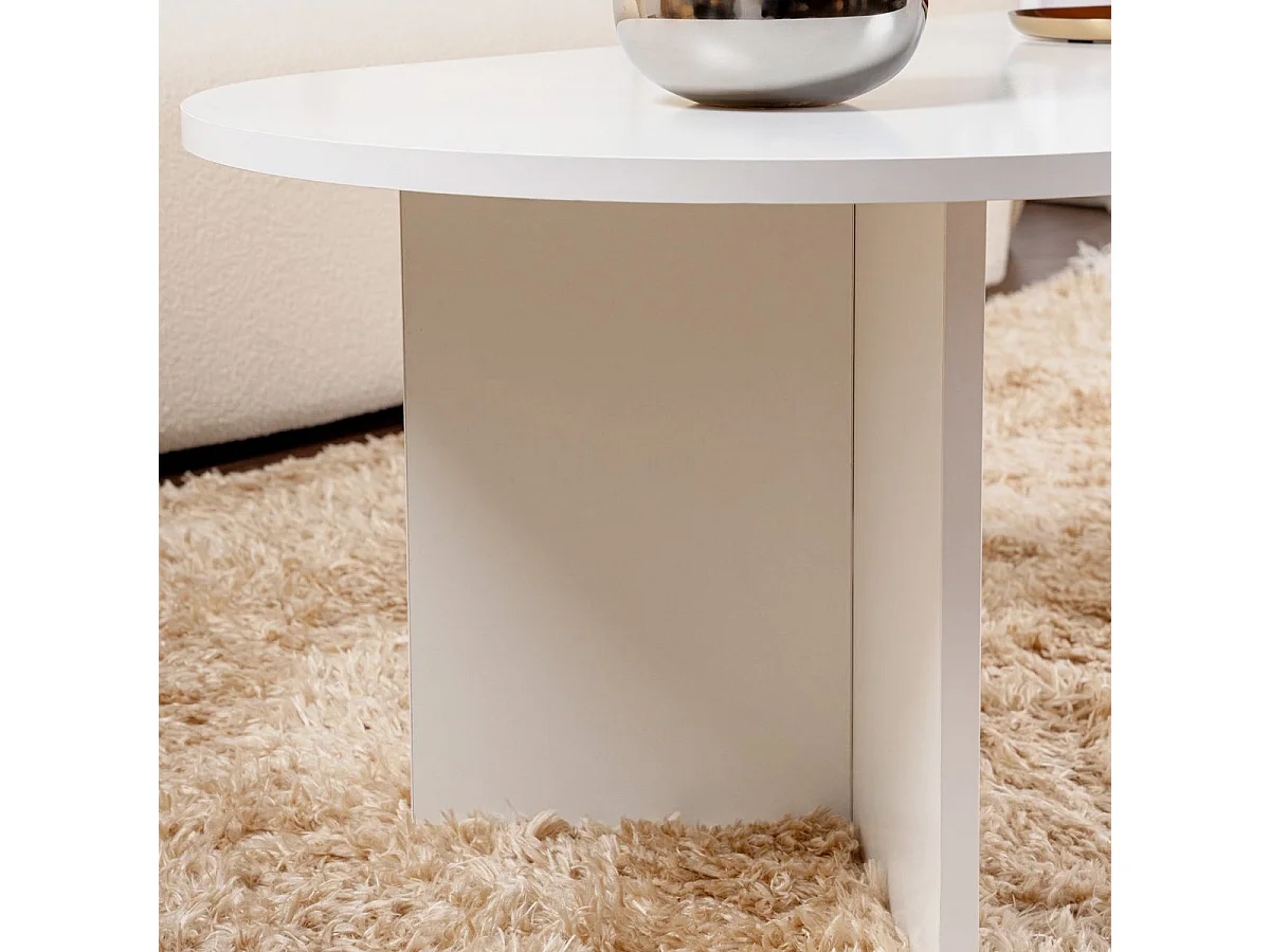 Table basse ovale blanche 119 cm - Orane