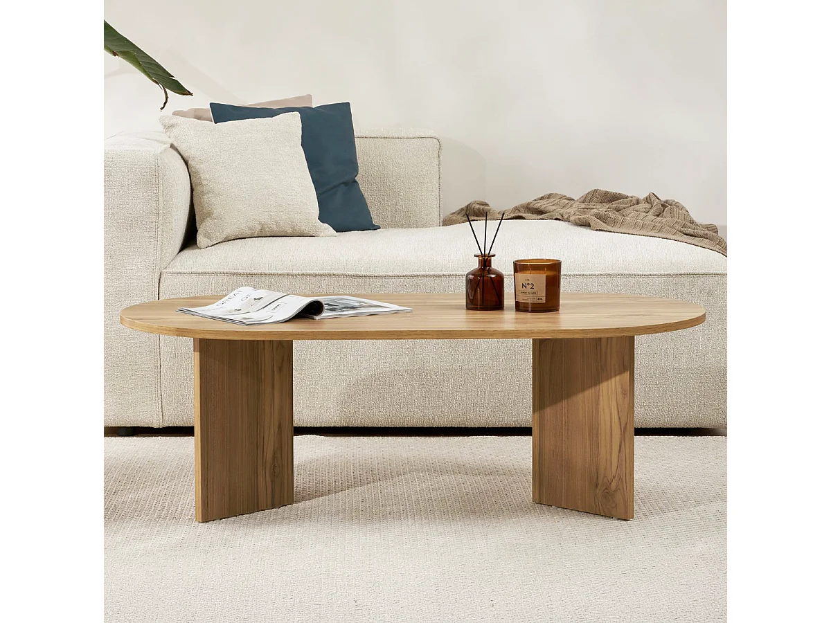 Table basse ovale effet Chêne foncé 119 cm - Orane