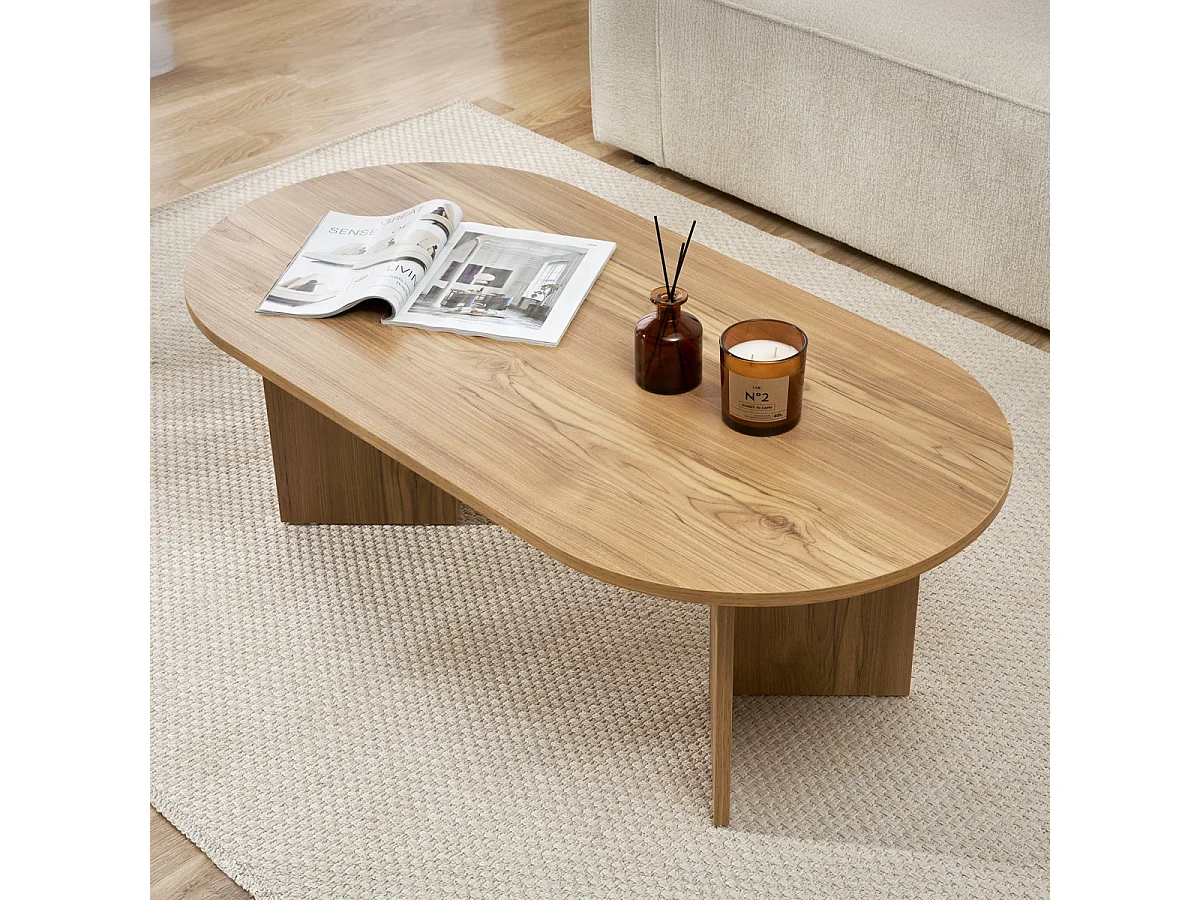 Table basse ovale effet Chêne foncé 119 cm - Orane
