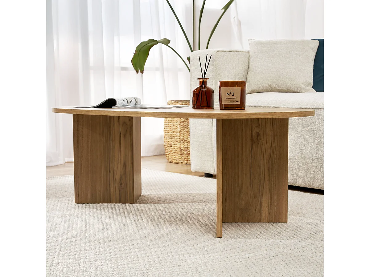 Table basse ovale effet Chêne foncé 119 cm - Orane