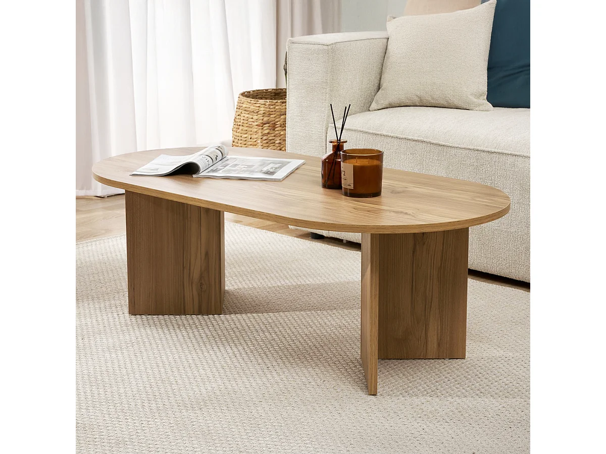 Table basse ovale effet Chêne foncé 119 cm - Orane