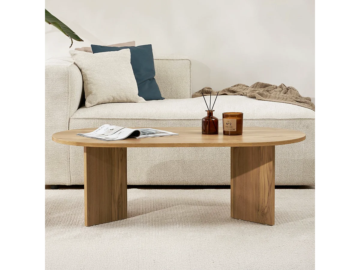 Table basse ovale effet Chêne foncé 119 cm - Orane