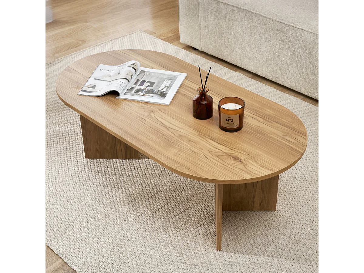 Table basse ovale effet Chêne foncé 119 cm - Orane