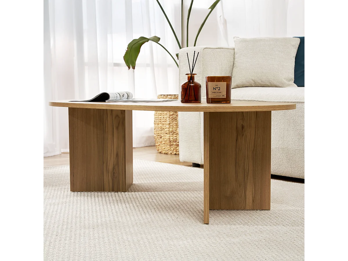 Table basse ovale effet Chêne foncé 119 cm - Orane