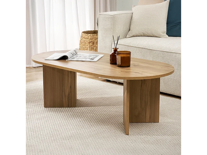 Table basse ovale effet Chêne foncé 119 cm - Orane