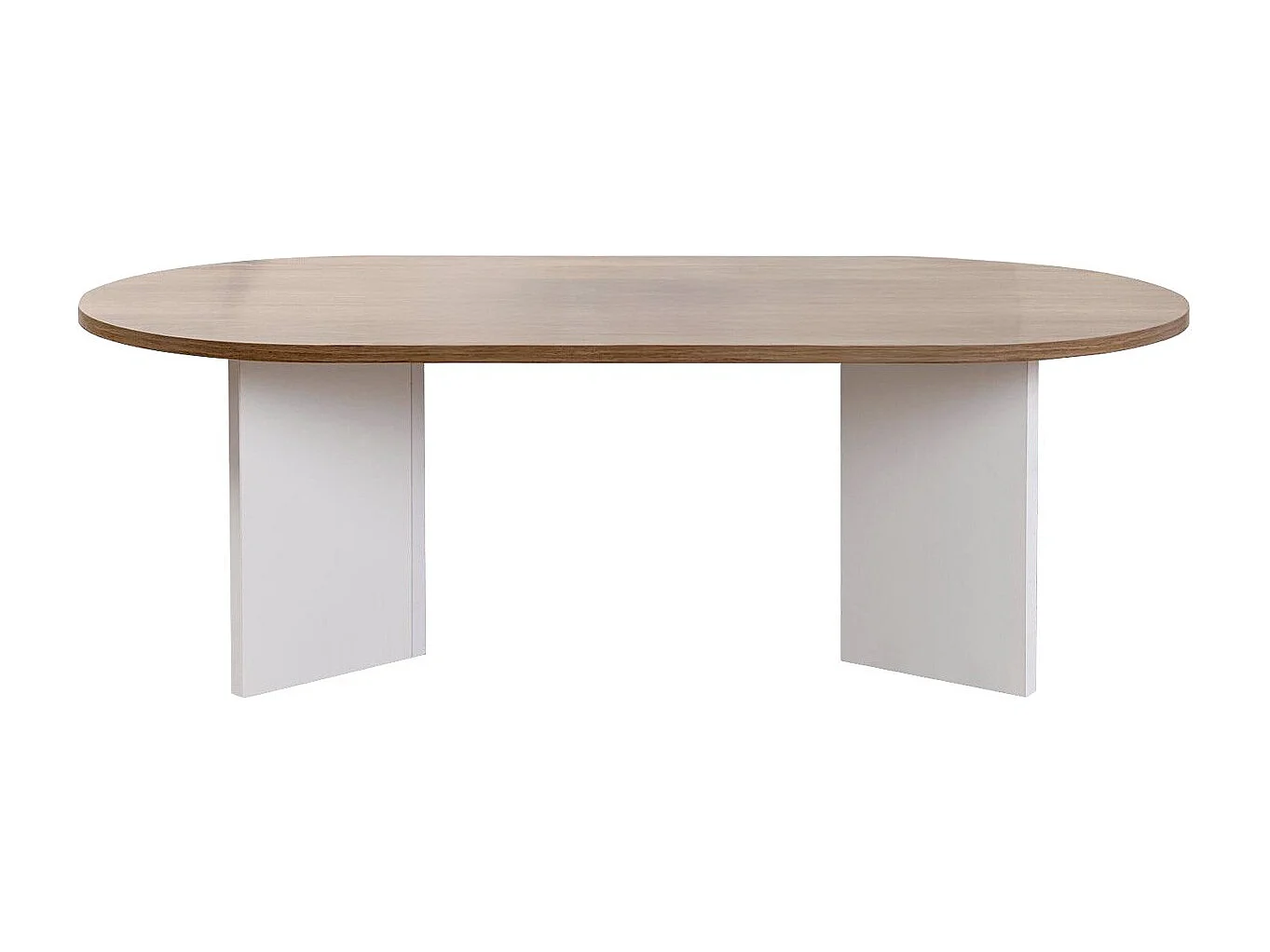 Table basse ovale effet Noyer et piètement blanc 119 cm - Orane