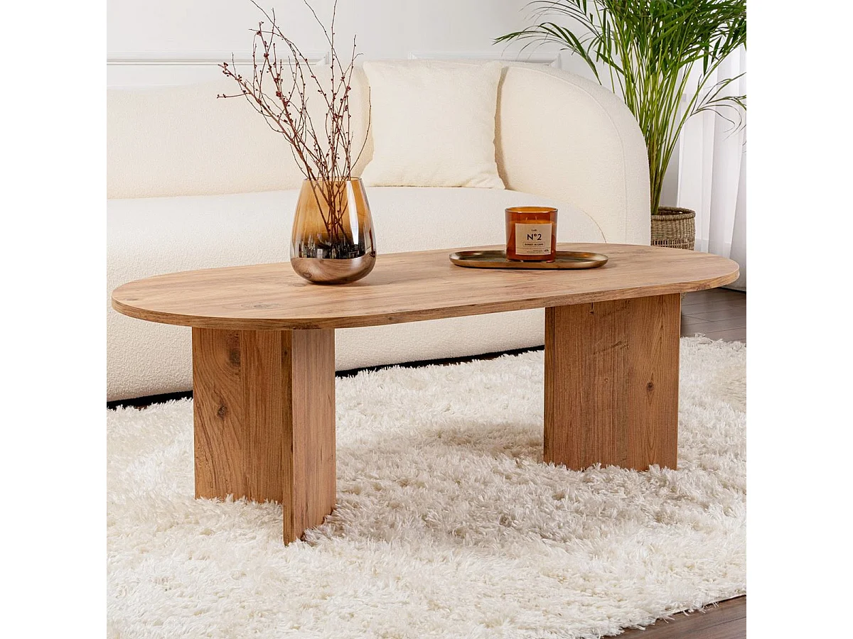 Table basse ovale effet Bois 119 cm - Orane
