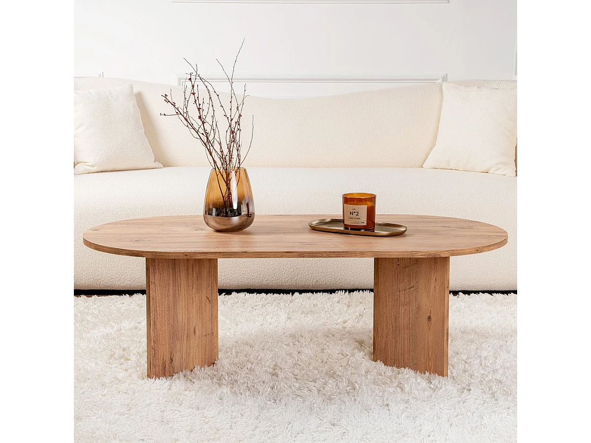 Table basse ovale effet Bois 119 cm - Orane