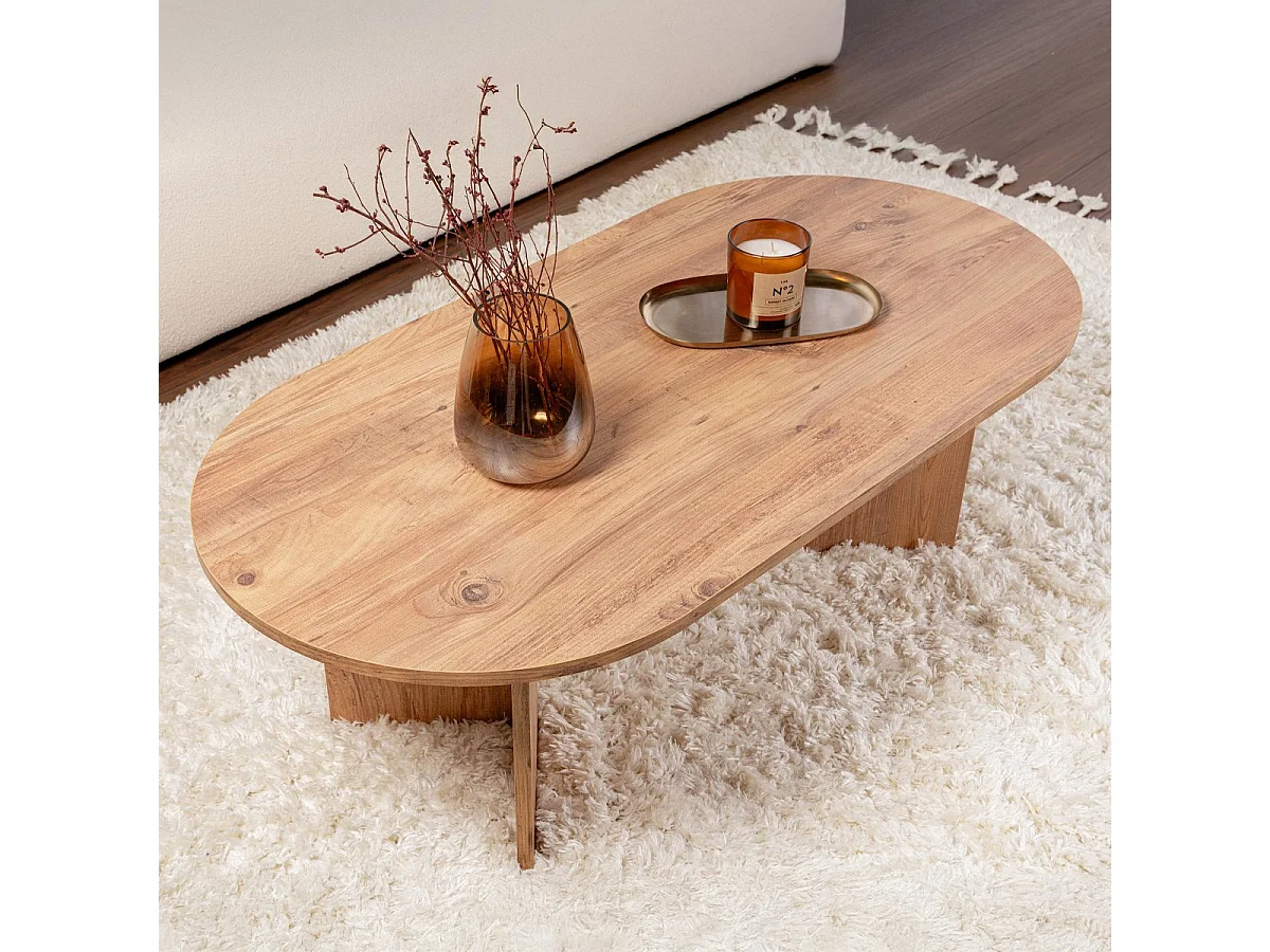 Table basse ovale effet Bois 119 cm - Orane