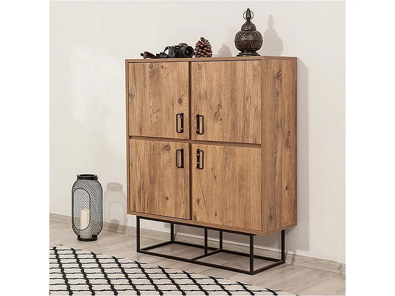 Buffet 4 portes effet bois 93 cm - Leris