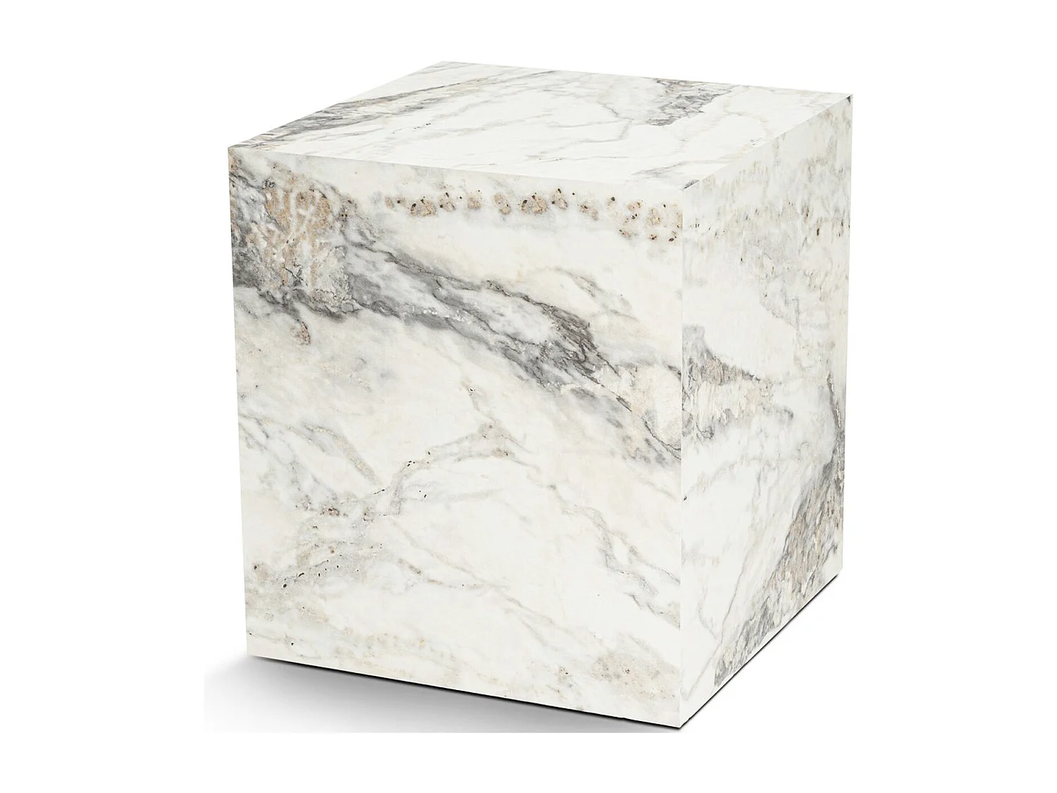 Table d'appoint cubique effet Marbre blanc 45 cm - Vanya