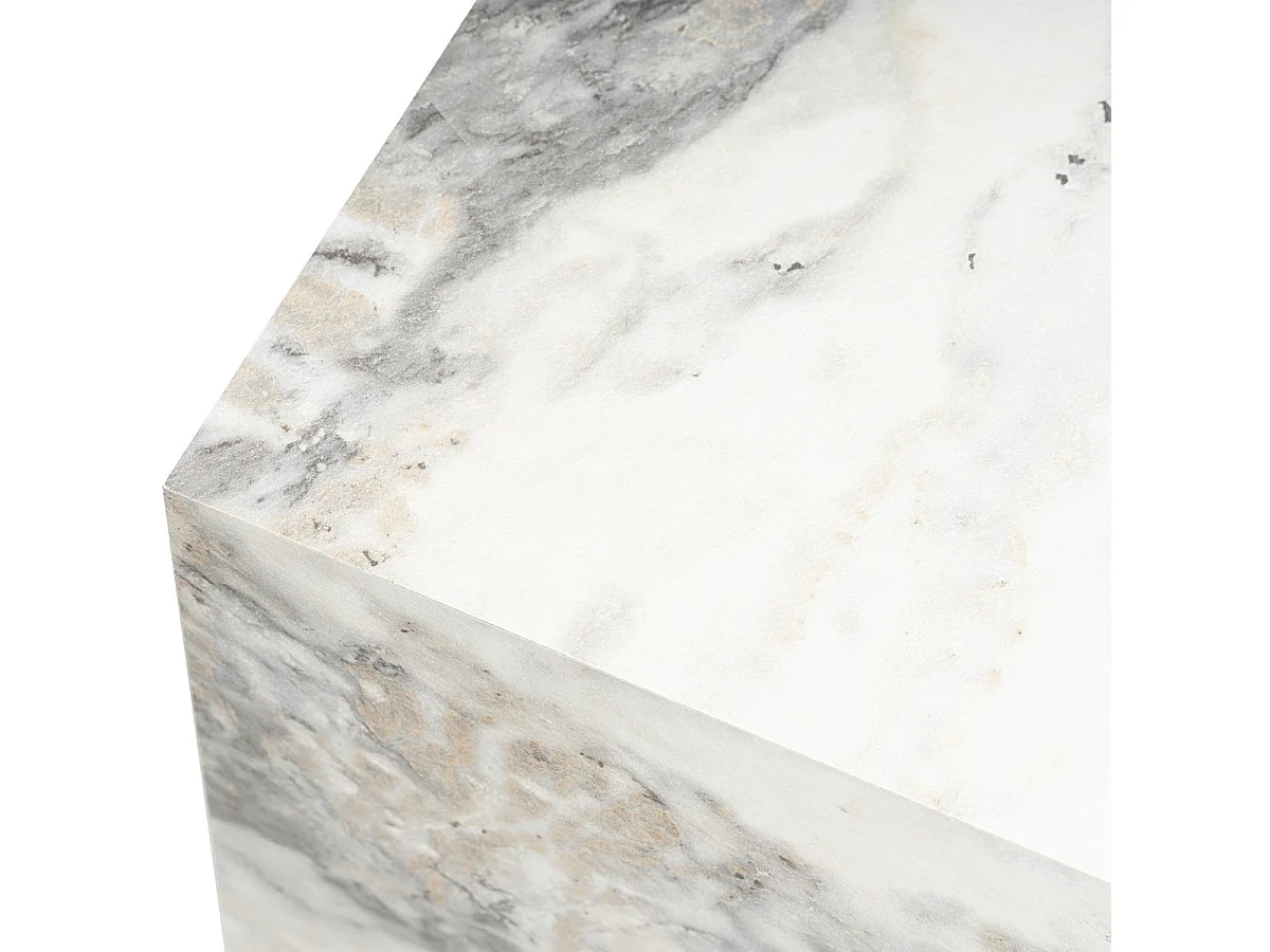Table d'appoint cubique effet Marbre blanc 45 cm - Vanya