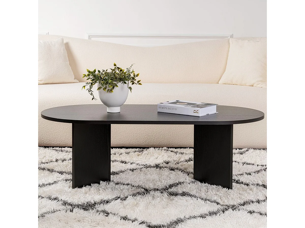 Table basse ovale effet Bois noir 119 cm - Orane