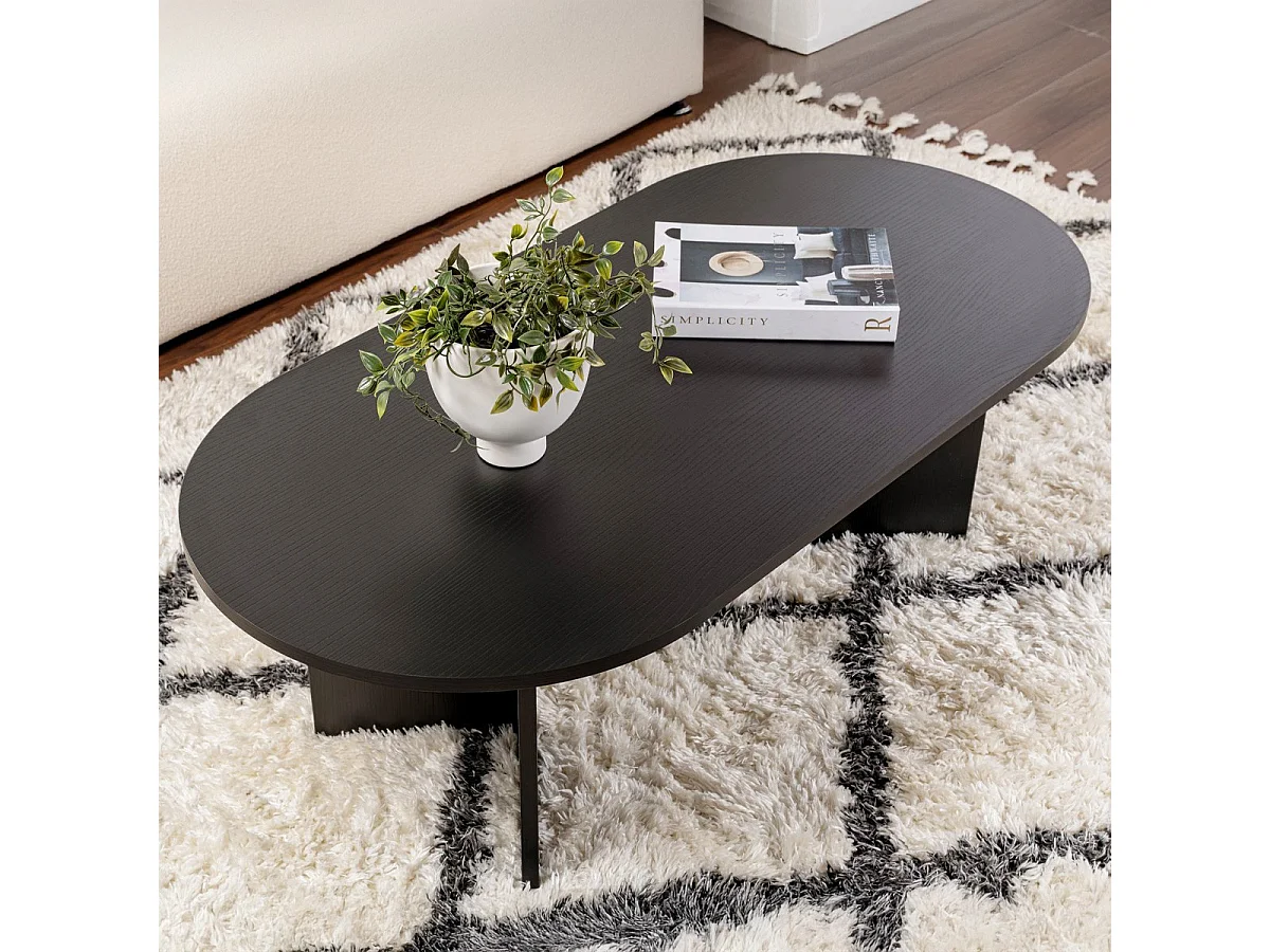 Table basse ovale effet Bois noir 119 cm - Orane