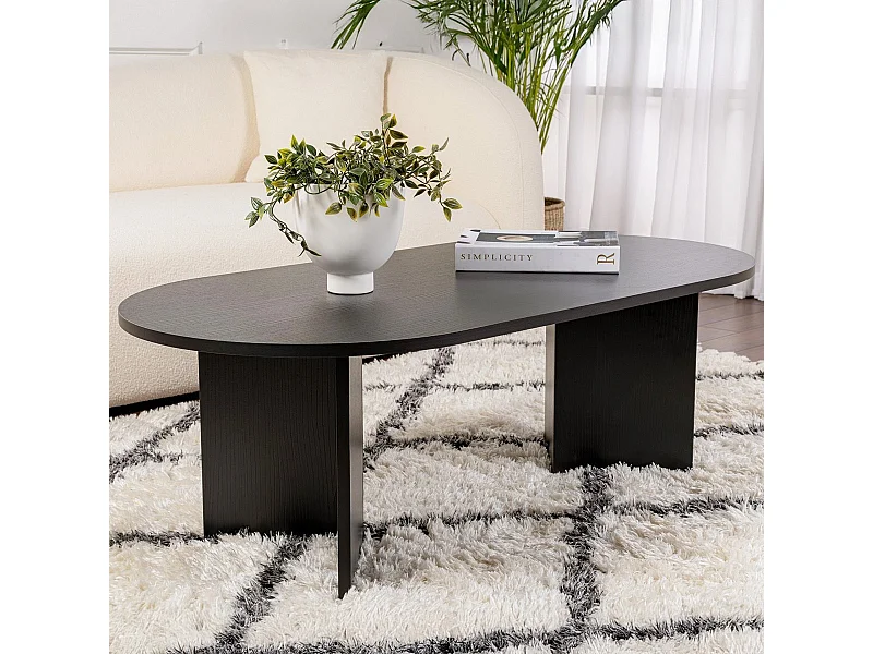 Table basse ovale effet Bois noir 119 cm - Orane