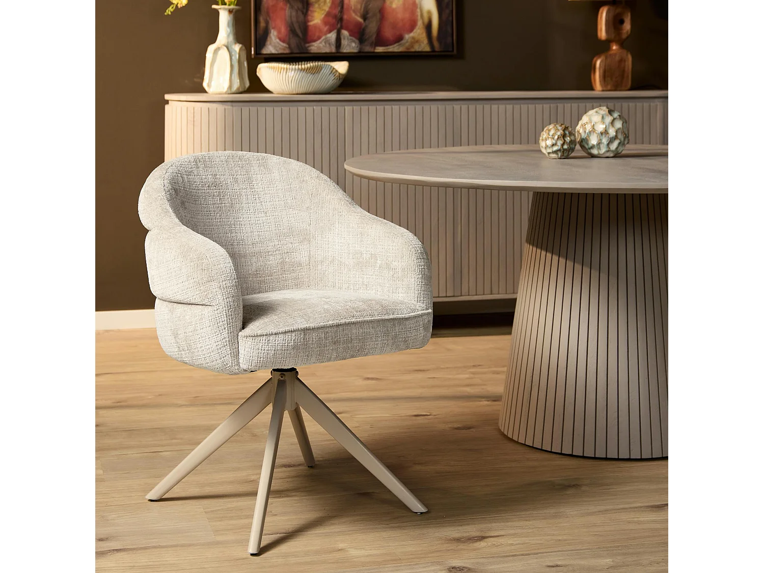 Chaise pivotante blanche à dossier structuré (lot de 2) CORTINA