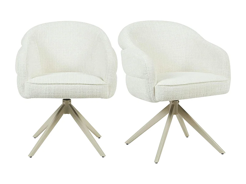 Chaise pivotante blanche à dossier structuré (lot de 2) CORTINA