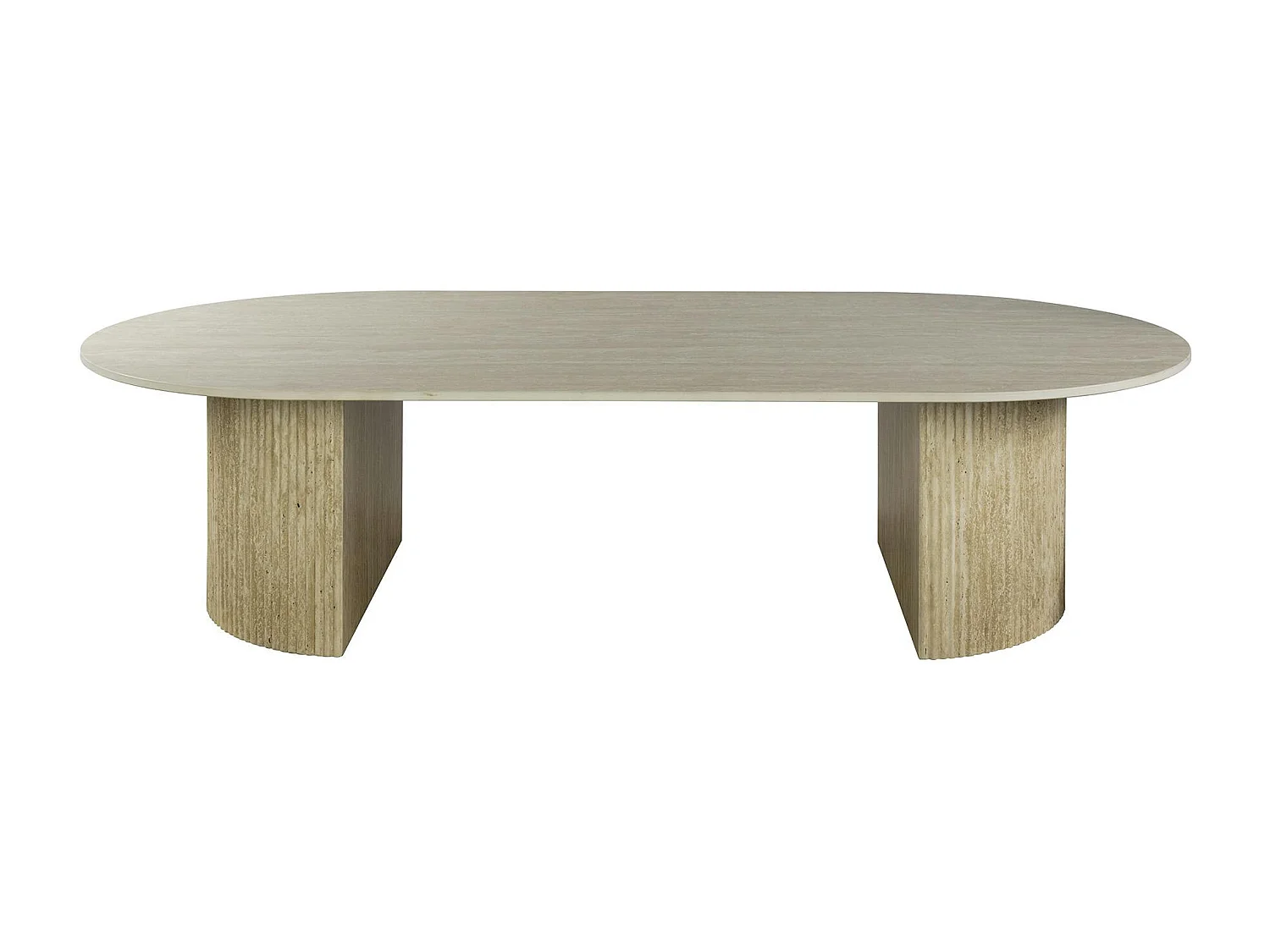 Table basse ovale céramique effet travertin ASCOLI