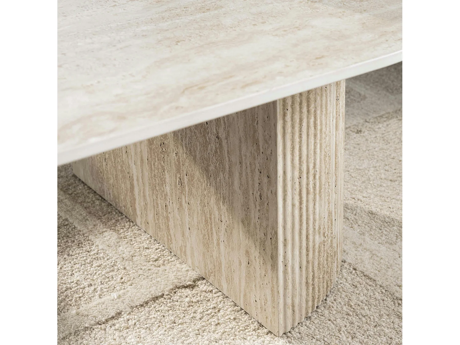 Table basse ovale céramique effet travertin ASCOLI