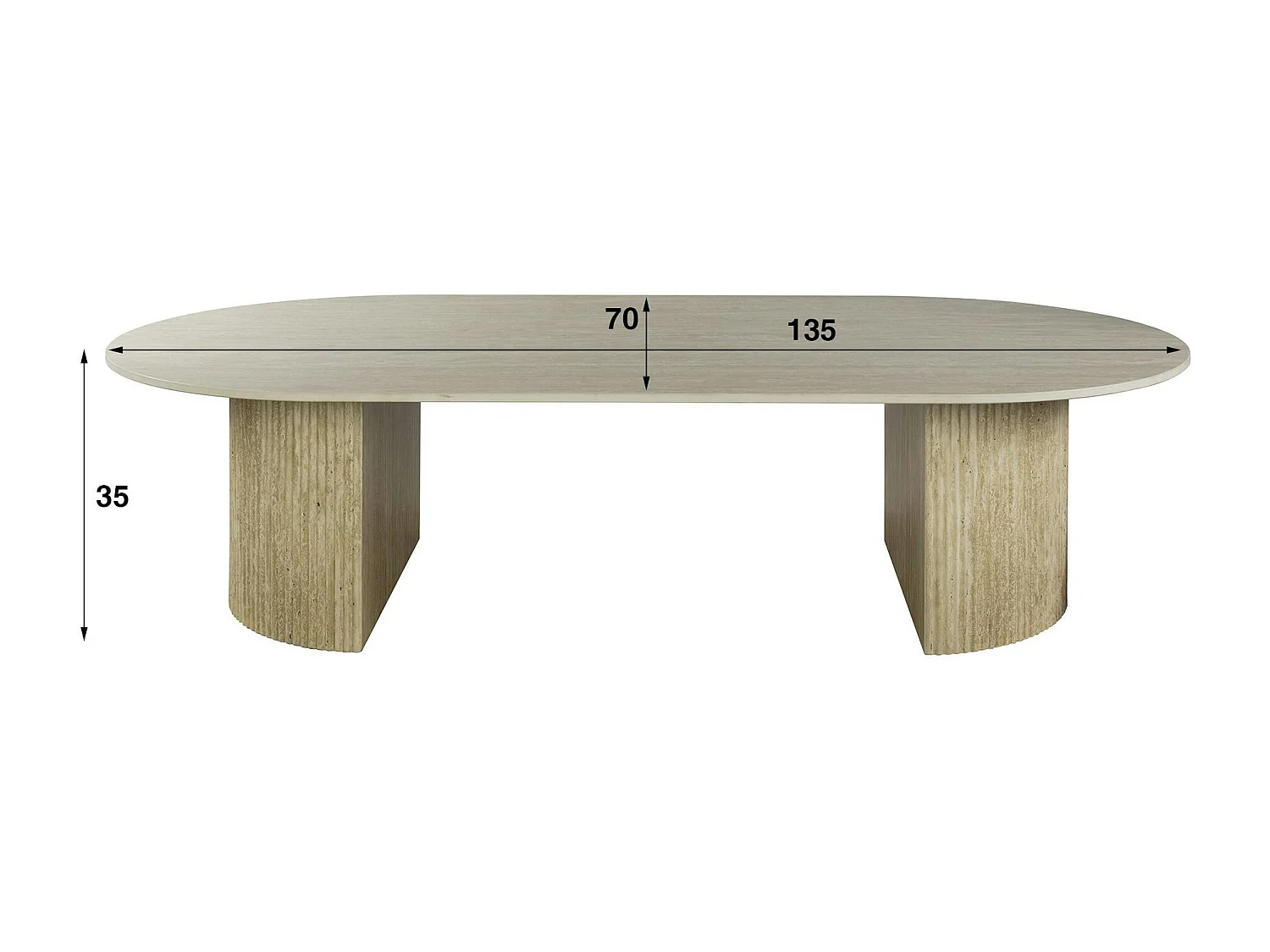 Table basse ovale céramique effet travertin ASCOLI