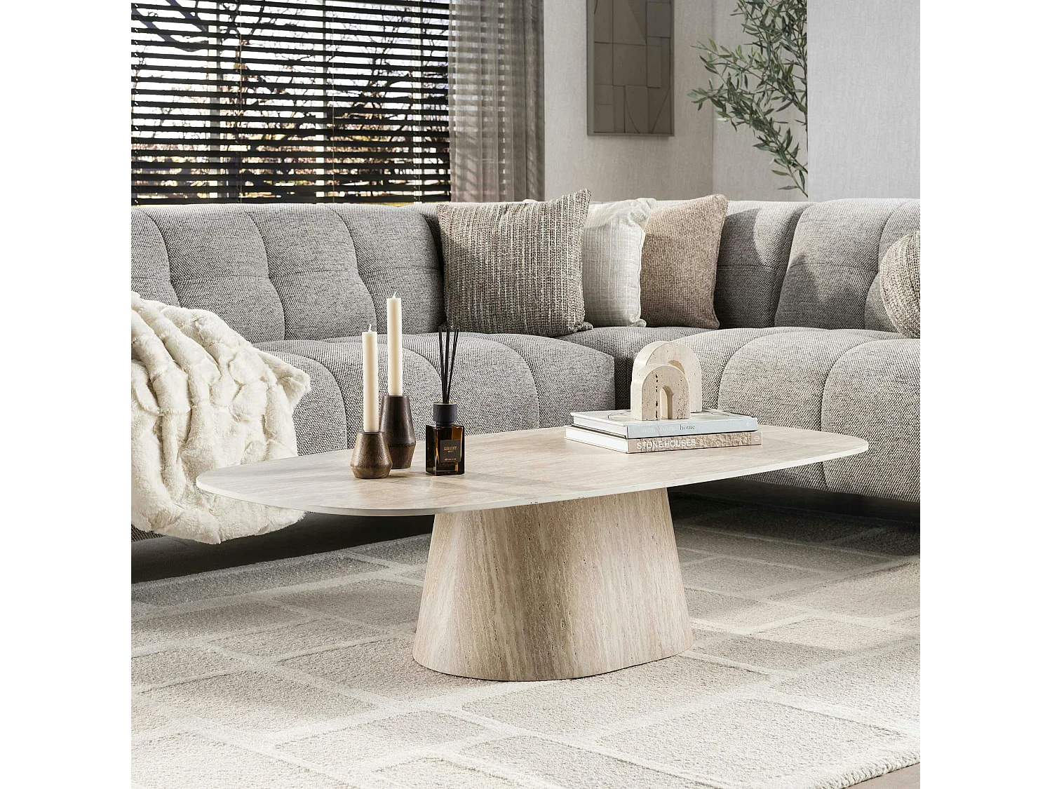 Table basse céramique effet travertin ASCOLI