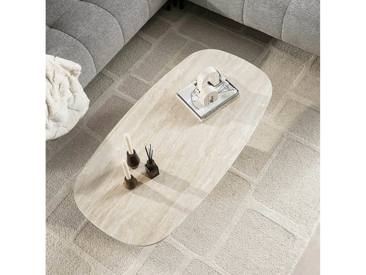 Table basse céramique effet travertin ASCOLI