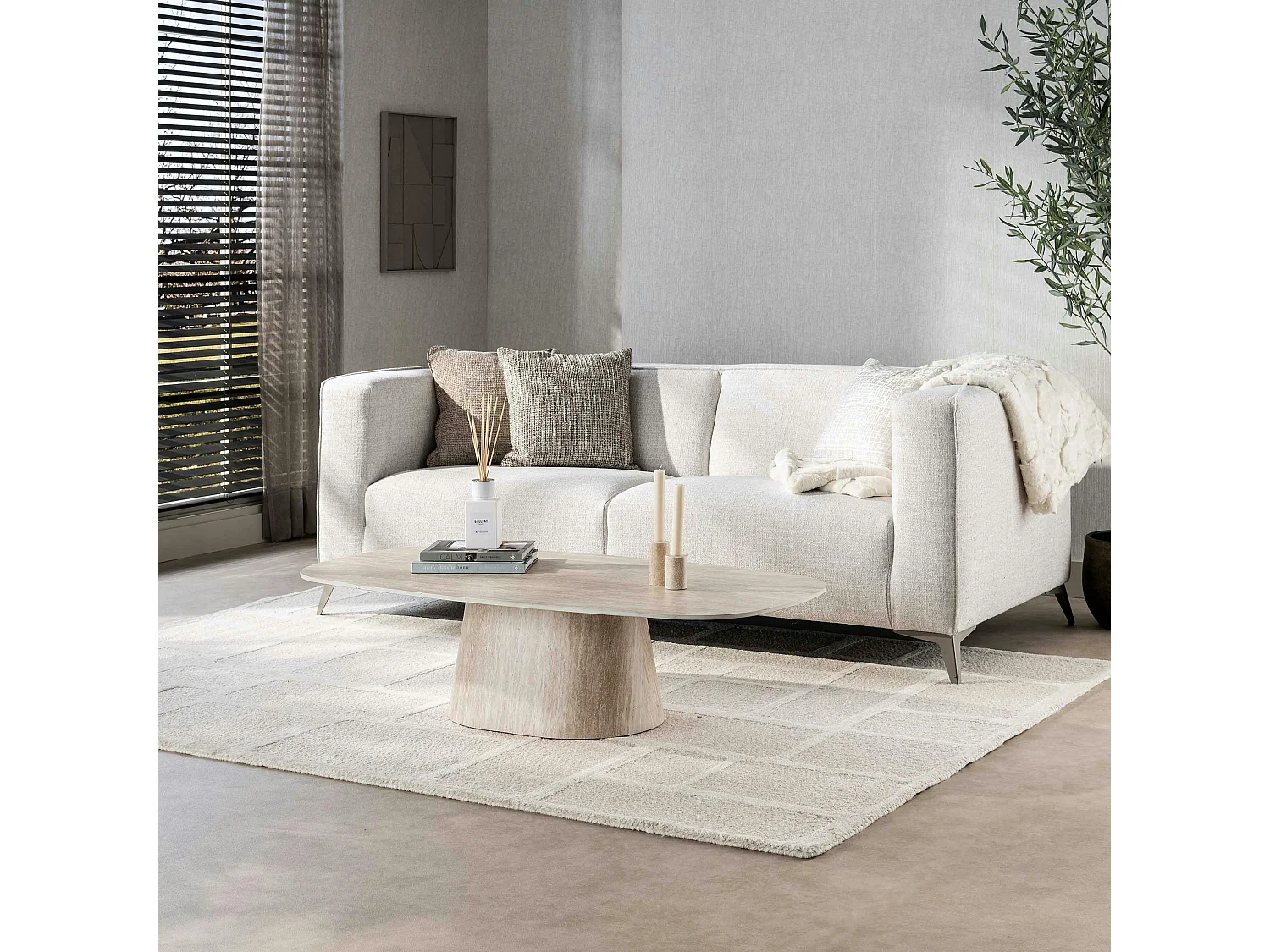 Table basse céramique effet travertin ASCOLI