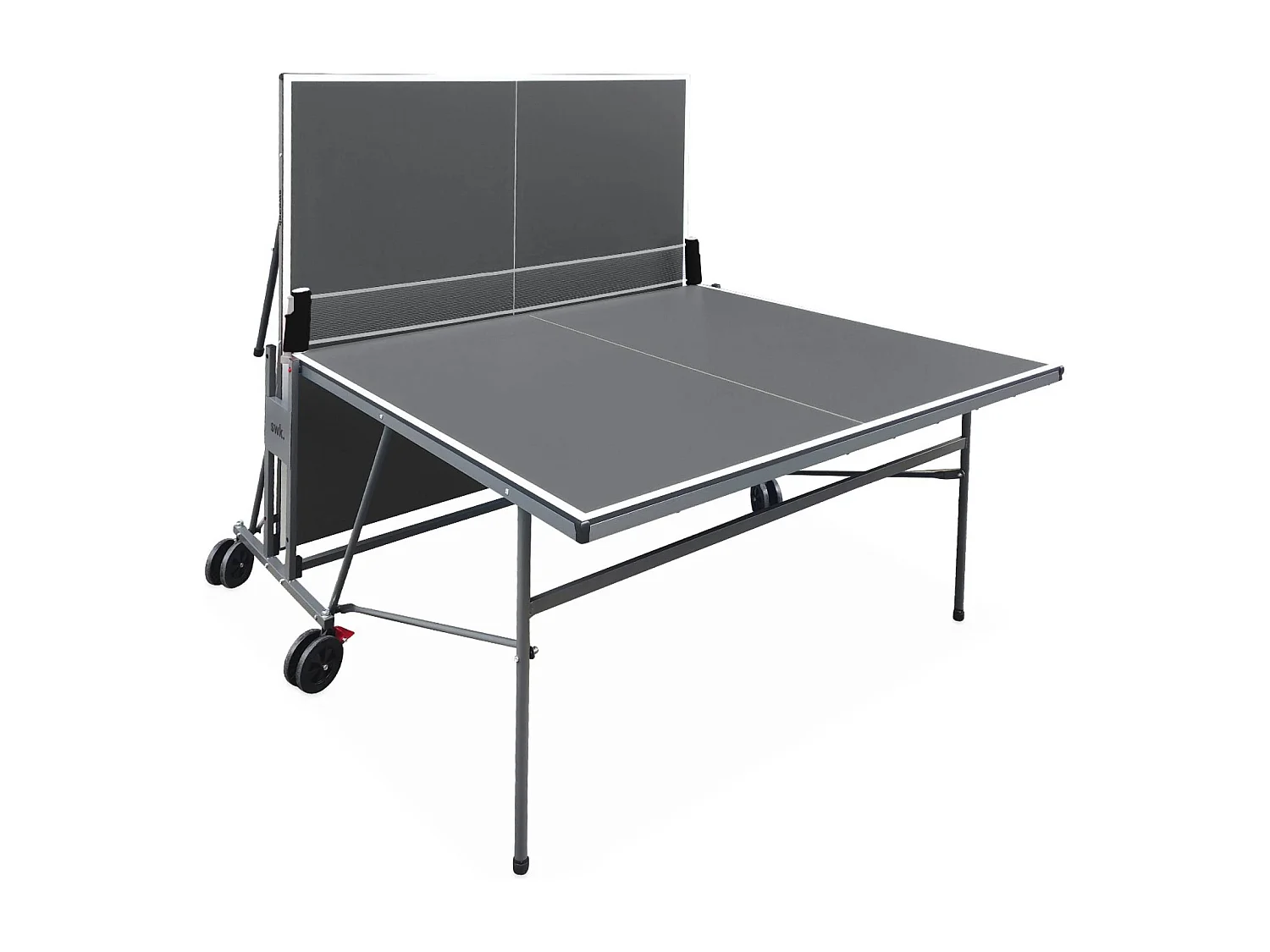 Table de ping pong INDOOR gris - table pliable avec 4 raquettes et 6 balles
