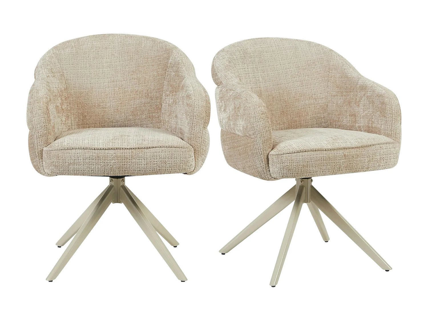 Chaise pivotante beige à dossier structuré (lot de 2) CORTINA