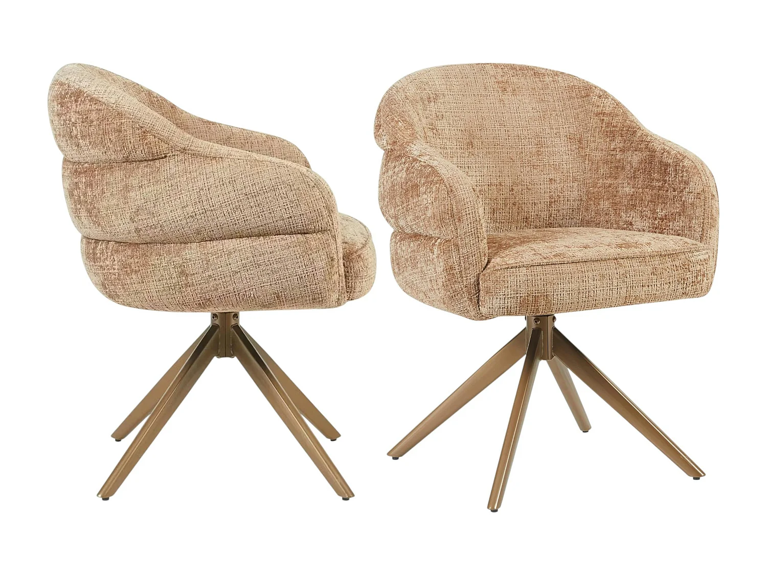 Chaise pivotante cannelle à dossier structuré (lot de 2) CORTINA