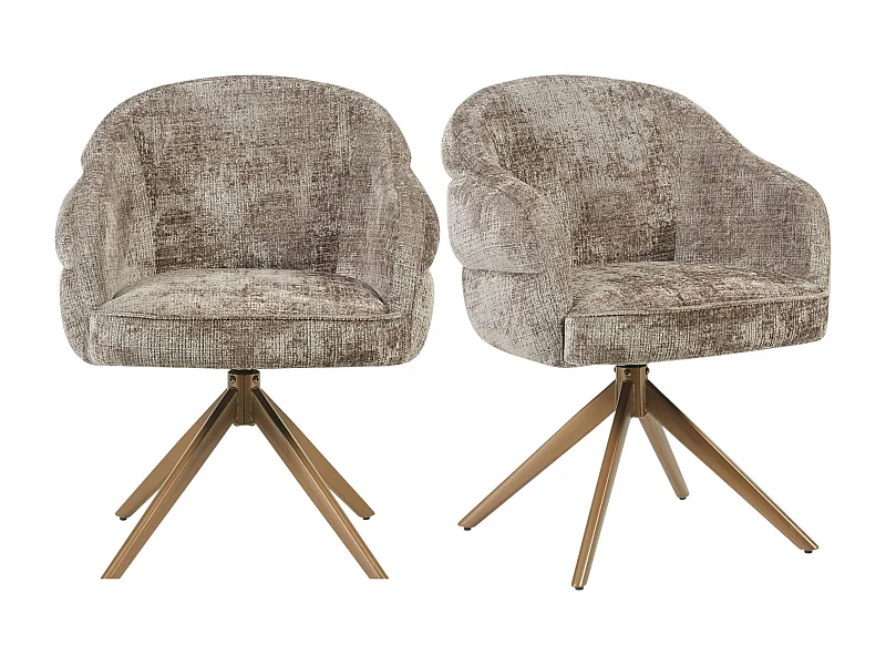 Chaise pivotante marron à dossier structuré (lot de 2) CORTINA