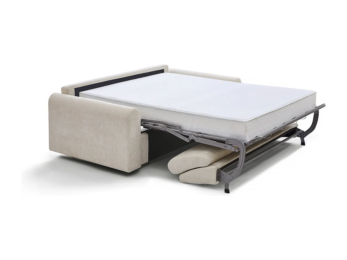 Sofá cama exprés "Isadora" - Colchón 18 cm - Somier 140 cm - 3 plazas - Beige