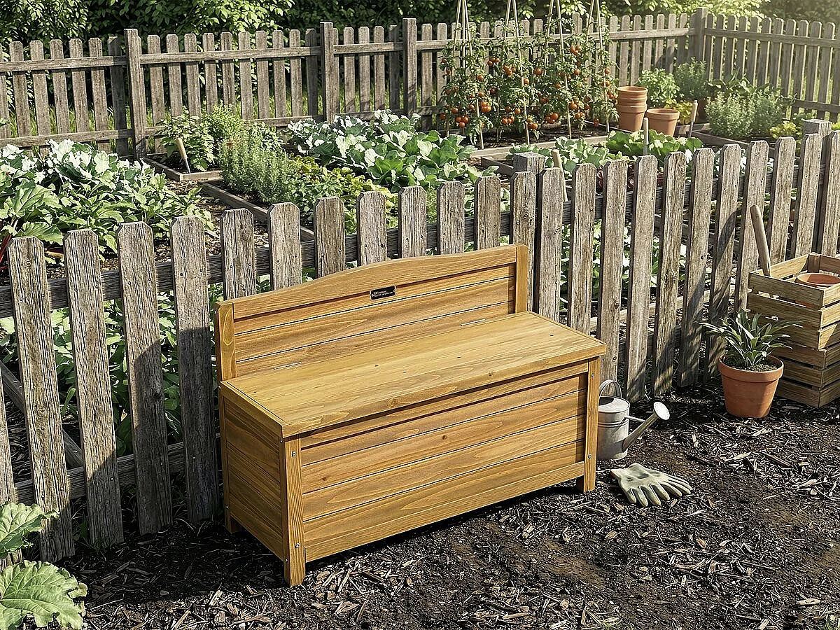 Panchina da giardino in legno "Ben" - 90 x 33 x 60 cm - Marrone