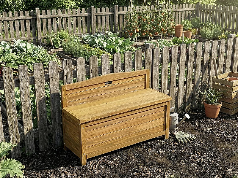 Panchina da giardino in legno "Ben" - 90 x 33 x 60 cm - Marrone