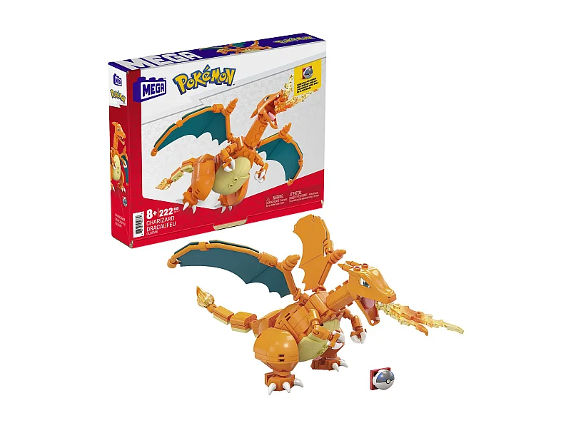 MEGA Pokémon Charizard Juguete de Construcción 222 piezas - Figura de 10 cm con Efectos de Llamas, a partir de 6 años