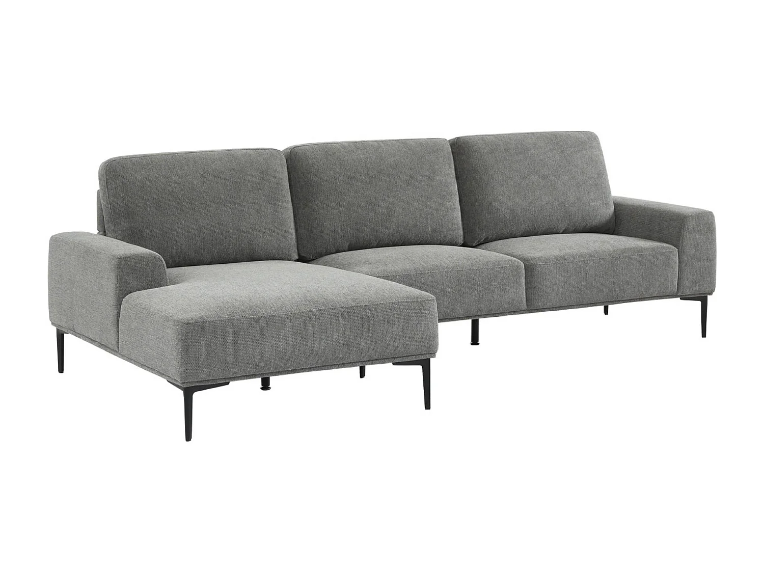 Canapé 3 places gris foncé angle gauche et structure / piètement métal noir