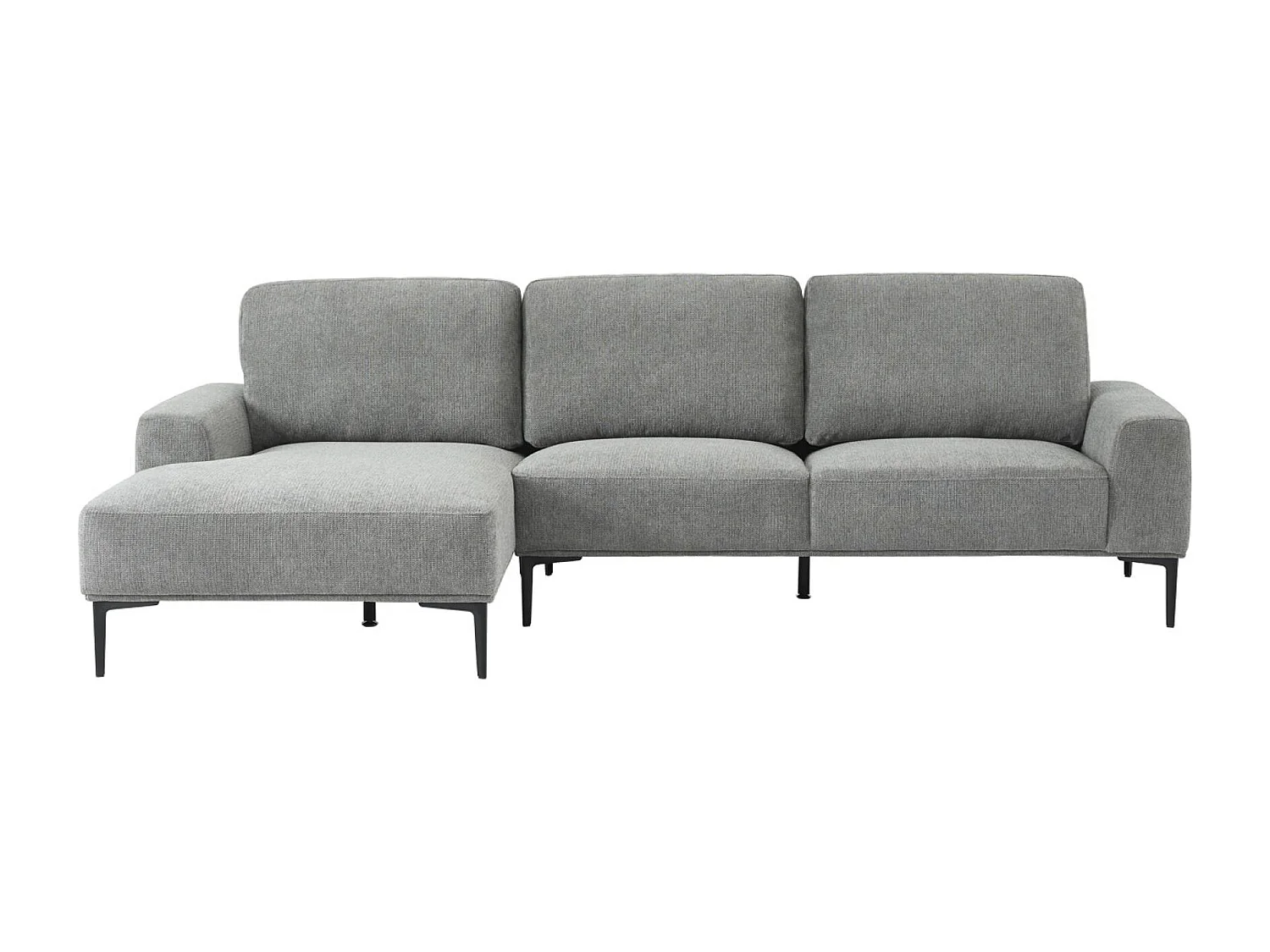 Canapé 3 places gris foncé angle gauche et structure / piètement métal noir