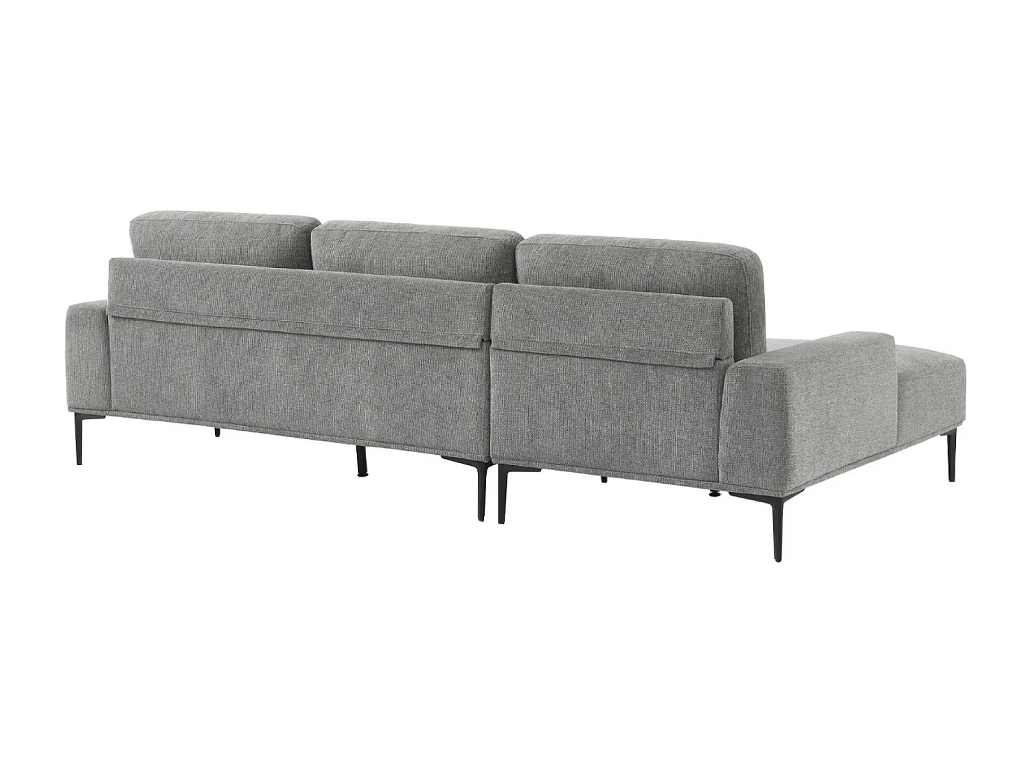 Canapé 3 places gris foncé angle gauche et structure / piètement métal noir