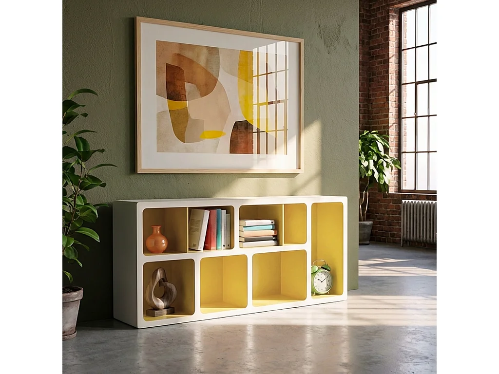 Estantería biblioteca orgánica decoración madera bicolor y 8