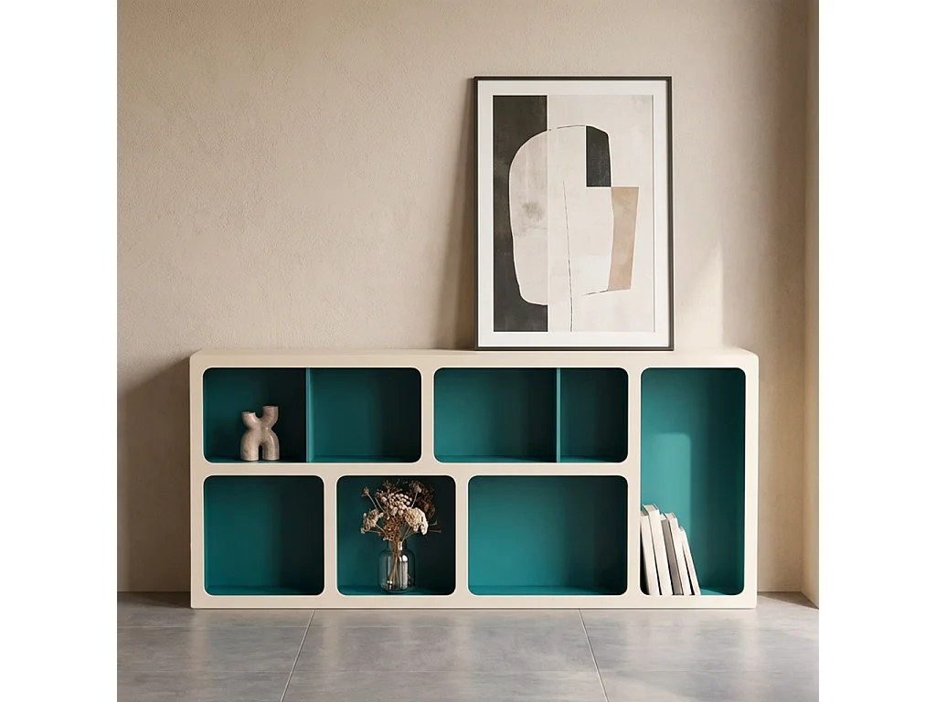 Estantería biblioteca orgánica decoración madera bicolor y 8