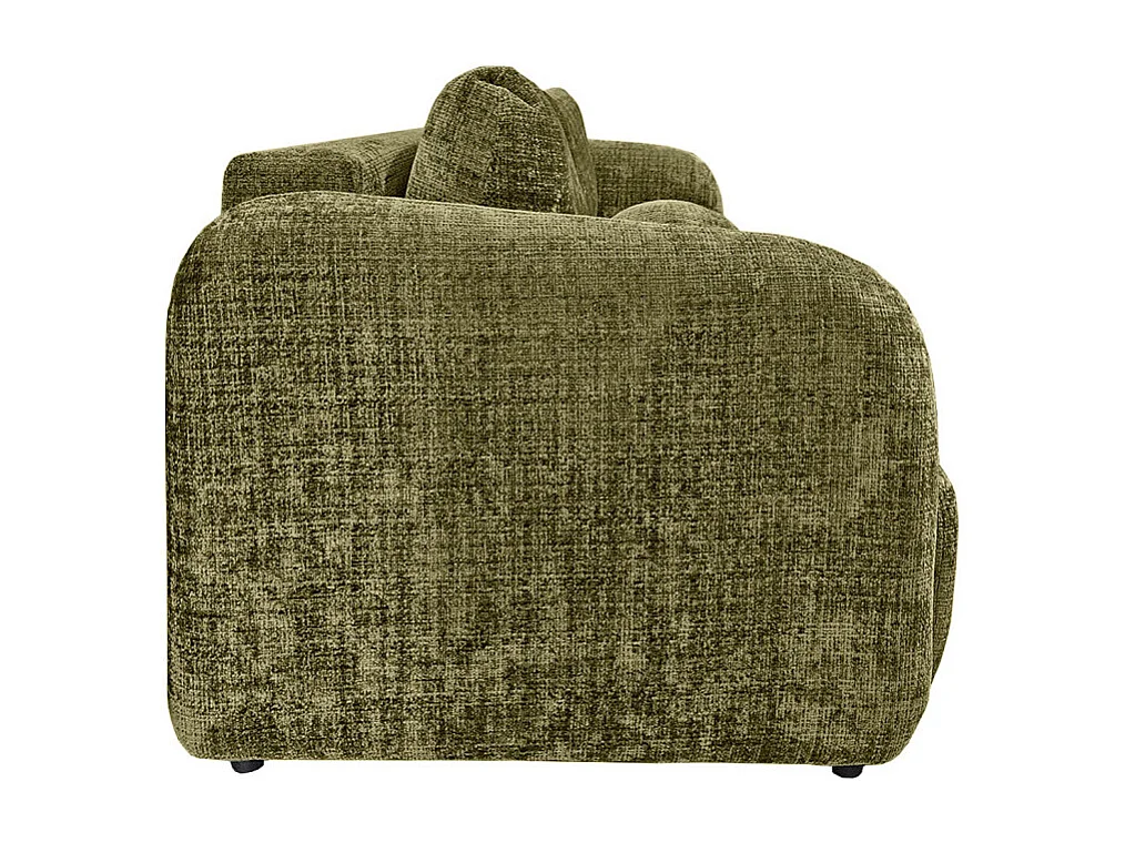 Canapé convertible L. 230 cm en tissu doux vert avec coffre - FIRA