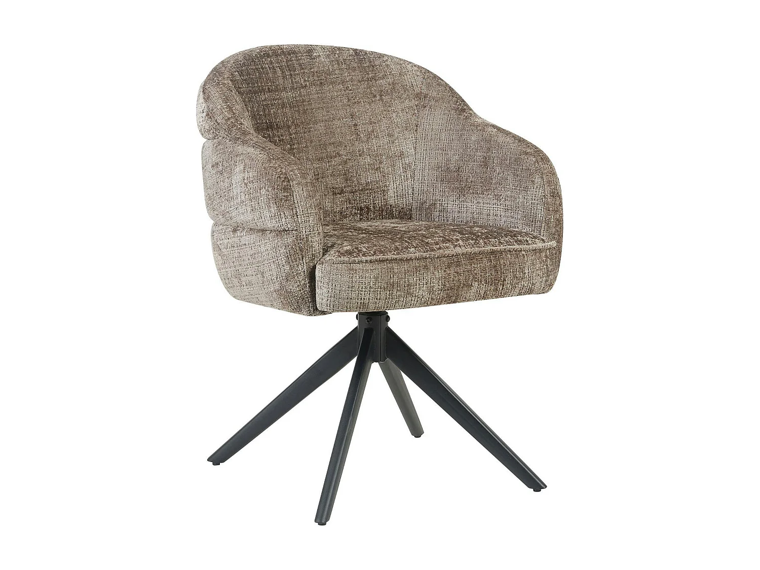 Chaise pivotante tissu marron chenille pied noir (x2) CORTINA